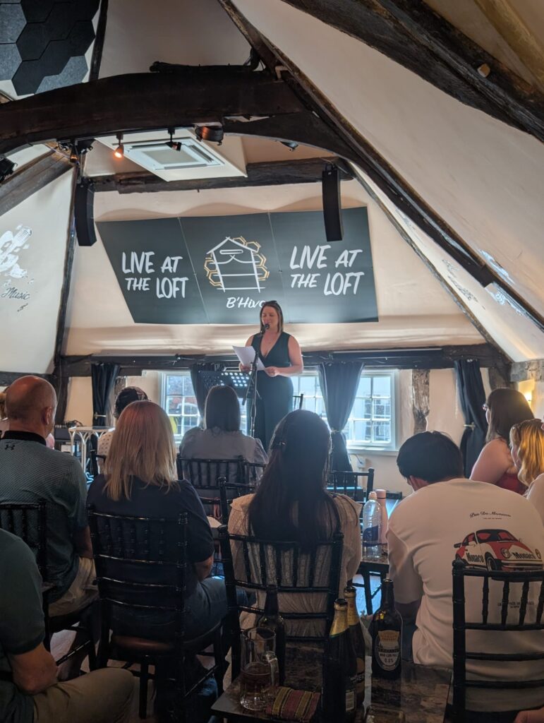 Georgie Sears hosting a spoken word evening at The Loft in High Wycombe